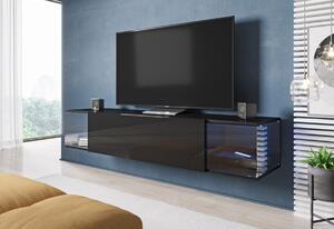 AIROS TV asztal, 160x30x38, fekete/fekete fényű