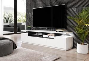 VICAGO TV asztal, 180x52x40, fehér/fehér fényű/grafit