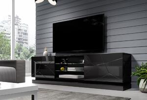 JACKE TV asztal, 200x57x40, fekete/fekete fényes