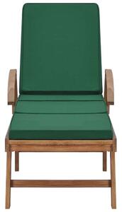 VidaXL Teakfa Napozóágy - 195cm - Zöld Párna