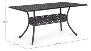 IVREA fekete alumínium kerti asztal 160 cm