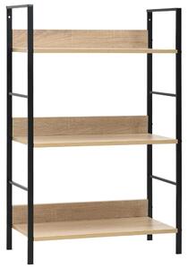 3 szintes tölgyszínű szerelt fa könyvespolc 60 x 27,6 x 90,5 cm