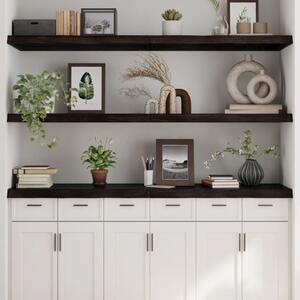 Sötétbarna kezelt tömör tölgyfa fali polc 180 x 50 x (2-6) cm