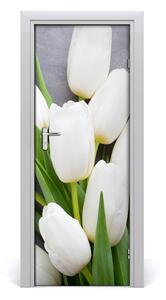 Poszter tapéta ajtóra fehér tulipán 85x205