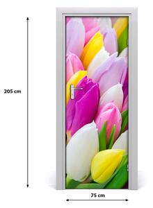 Ajtó tapéta színes tulipán 75x205 cm
