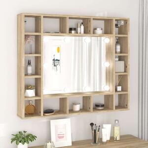 VidaXL sonoma tölgyszínű tükrös szekrény LED-ekkel 91 x 15 x 76,5 cm