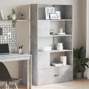 Betonszürke szerelt fa könyvespolc 100 x 36 x 189 cm