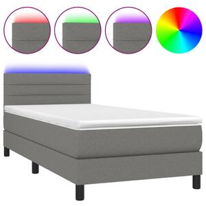 LED-es Ágy - Sötétszürke Szövet - 80x200 cm