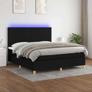 VidaXL LED-es Ágy - Fekete Szövet - 180x200 cm