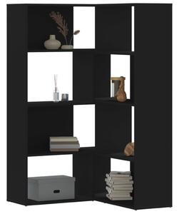 4 szintes fekete szerelt fa sarokkönyvespolc 85 x 85 x 140 cm
