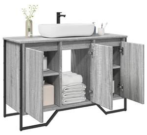 Szürke sonoma szerelt fa fürdőszobai mosdószekrény 91x35x60 cm