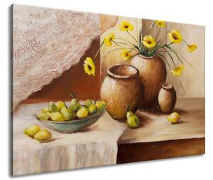 Vászonkép Sárga virágok a vázában Méretek: 120 x 80 cm
