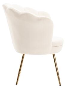 FREY Krémszínű modern velúr szék arany lábbal