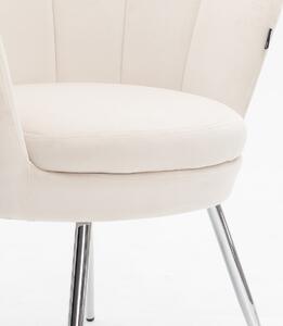 FREY Krémszínű modern velúr szék krómozott lábbal