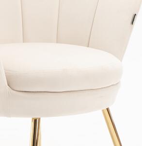 FREY Krémszínű modern velúr szék arany lábbal