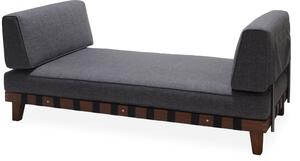 Langkawi 2,5 személyes kerti kanapé, szürke, sötétbarna eukaliptusz láb