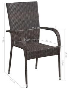 2 db barna rakásolható polyrattan kültéri szék