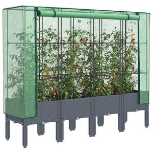 Rattan megjelenésű magaságyás melegháztakaróval 160x40x140 cm