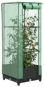 Rattan megjelenésű magaságyás melegháztakaróval 40x40x123 cm