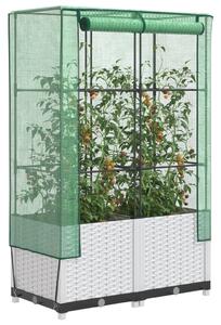 Rattan megjelenésű magaságyás melegháztakaróval 80x40x138 cm