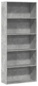 Betonszürke szerelt fa könyvszekrény 80 x 30 x 189 cm
