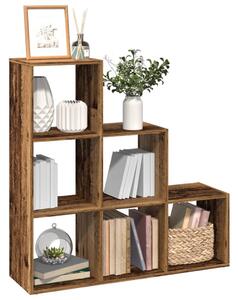 3 szintes antik fa színű fa elválasztó könyvespolc 99x29x99 cm