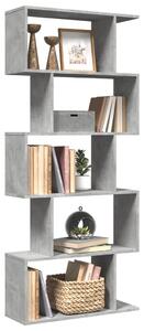 5 szintes betonszürke fa térelválasztó könyvespolc 70x24x161 cm