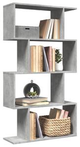 4 szintes betonszürke fa térelválasztó könyvespolc 70x24x129 cm