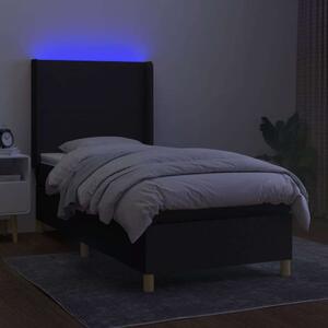 Modern LED Ágy - Fekete Szövet - 80x200 cm