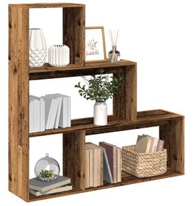 3 szintes antik fa színű fa elválasztó könyvespolc 123x29x123cm