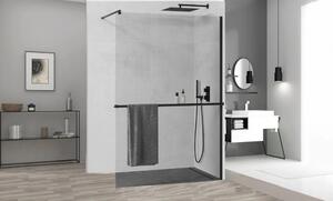 Arlo Plus Black Walk-In Nano zuhanyfal több méretben, 8 mm vastag vízlepergető biztonsági üveggel, fekete színű, 200 cm magas