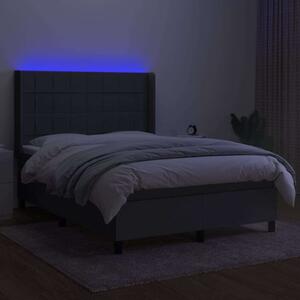 VIDAXL Ágy - Sötétszürke Szövet - 140x190 cm - LED Világítással