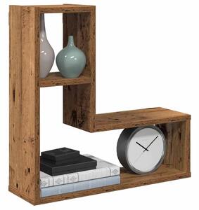 2 db antik fa színű szerelt fa fali kockapolc 50x15x50 cm