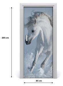Ajtóposzter öntapadós fehér Ló 85x205