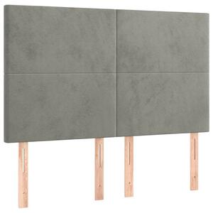 Világosszürke bársony led-es fejtámla 144x5x118/128 cm