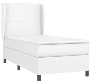 VidaXL fehér műbőr rugós ágy matraccal 80 x 200 cm