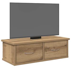 Kézműves tölgy színű szerelt fa faliszekrény 60x26x18,5 cm