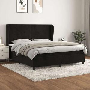 VidaXL fekete bársony rugós ágy matraccal 160x200 cm