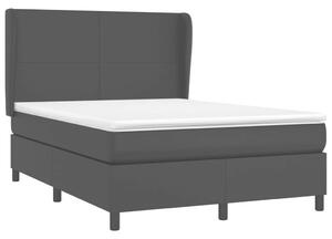 VidaXL fekete műbőr rugós ágy matraccal 140 x 190 cm