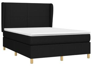 VidaXL fekete szövet rugós ágy matraccal 140 x 190 cm