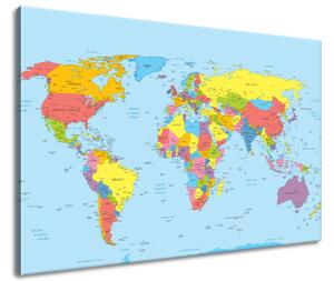 Gario Vászonkép Nagy világtérkép Méret: 120 x 80 cm
