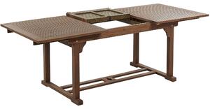 Sötétbarna akácfa kihúzható étkezőasztal 160 / 220 x 90 cm AMANTEA