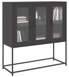 Fekete hidegen hengerelt acél tálalószekrény 100,5x39x107 cm