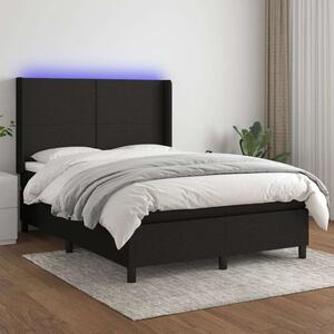 VidaXL Fekete Ágy - Rugós Matraccal - 140x190 cm