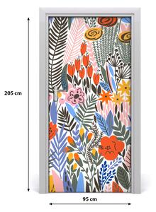 Ajtó tapéta trópusi virágok 85x205