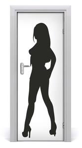 Poszter tapéta ajtóra sziluettje egy nő 75x205cm