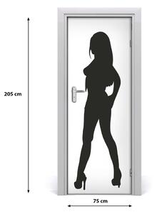 Poszter tapéta ajtóra sziluettje egy nő 75x205 cm