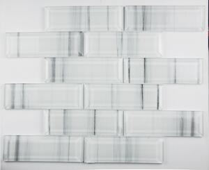 Üvegmozaik Premium Mosaic fehér 30x30 cm fényes MOSV48STRIPE