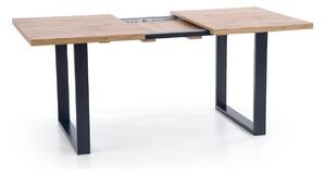 Asztal Houston 706, Wotan tölgy, Fekete, 74x90x160cm, Hosszabbíthatóság, Laminált forgácslap, Fém
