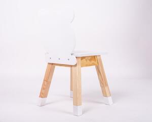 ELIS DESIGN Állítható bútor szett (asztal + 2 szék) mackó szín: teljesen fehér